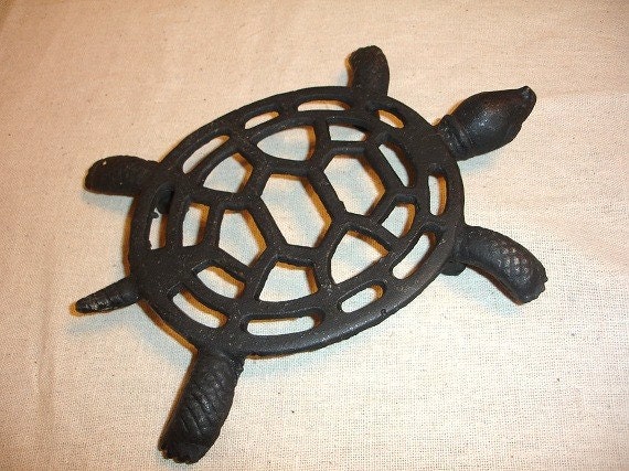 Vintage Cast Iron Black Turtle Trivet by TotallyVintage on Etsy