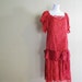 Flapper Style Dress 80s does 20s Red Lace Drop Waist Dress M L