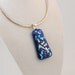 Free shipping...Royal blue fused glass pendant with dichroic dragonflies - dragonfly pendant - dragonfly necklace (2833)