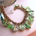 charm bracelet with vintage mint green rhinestones
