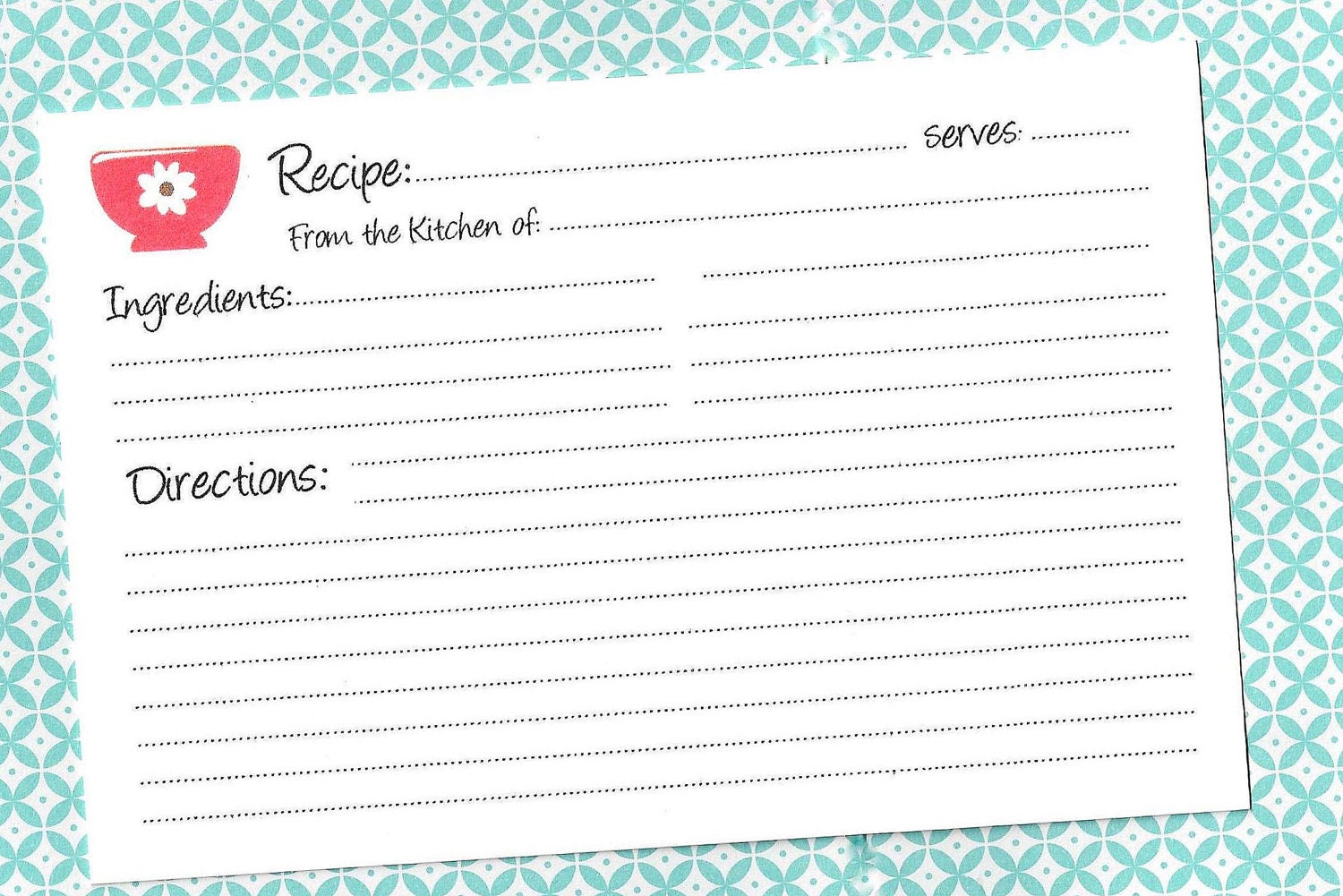 cute recipe card template