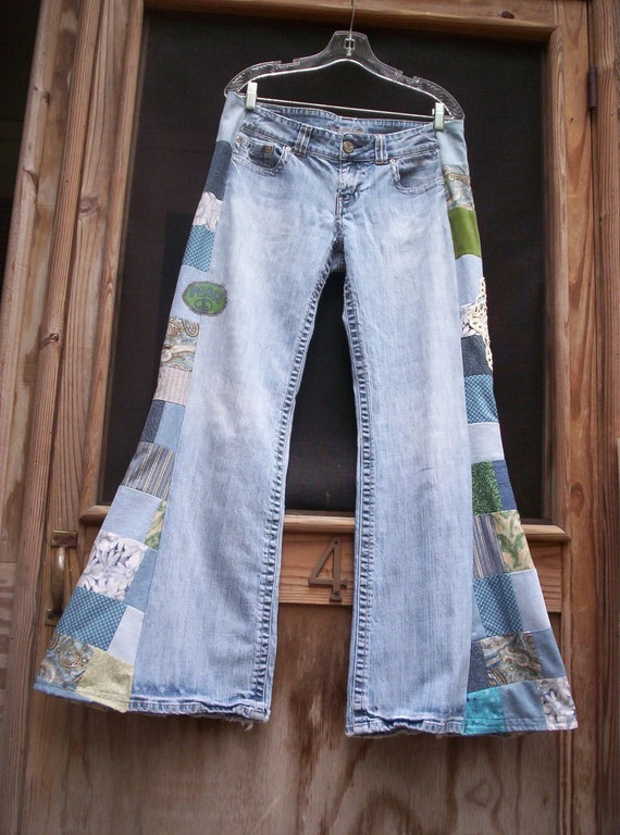 PATCHWORK BELL BOTTOMS Hippie Jeans Pants Ready To Ship with