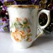 Antique Chocolate Cup Hand Painted Bavarian China Pre 1940 Pale Peach Roses and Green M. W. Co. Germany 1910's to 1930's