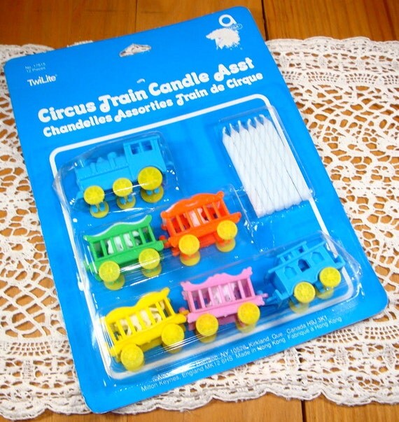 Vintage Set of Train Candle Holders Cake Topper Circus