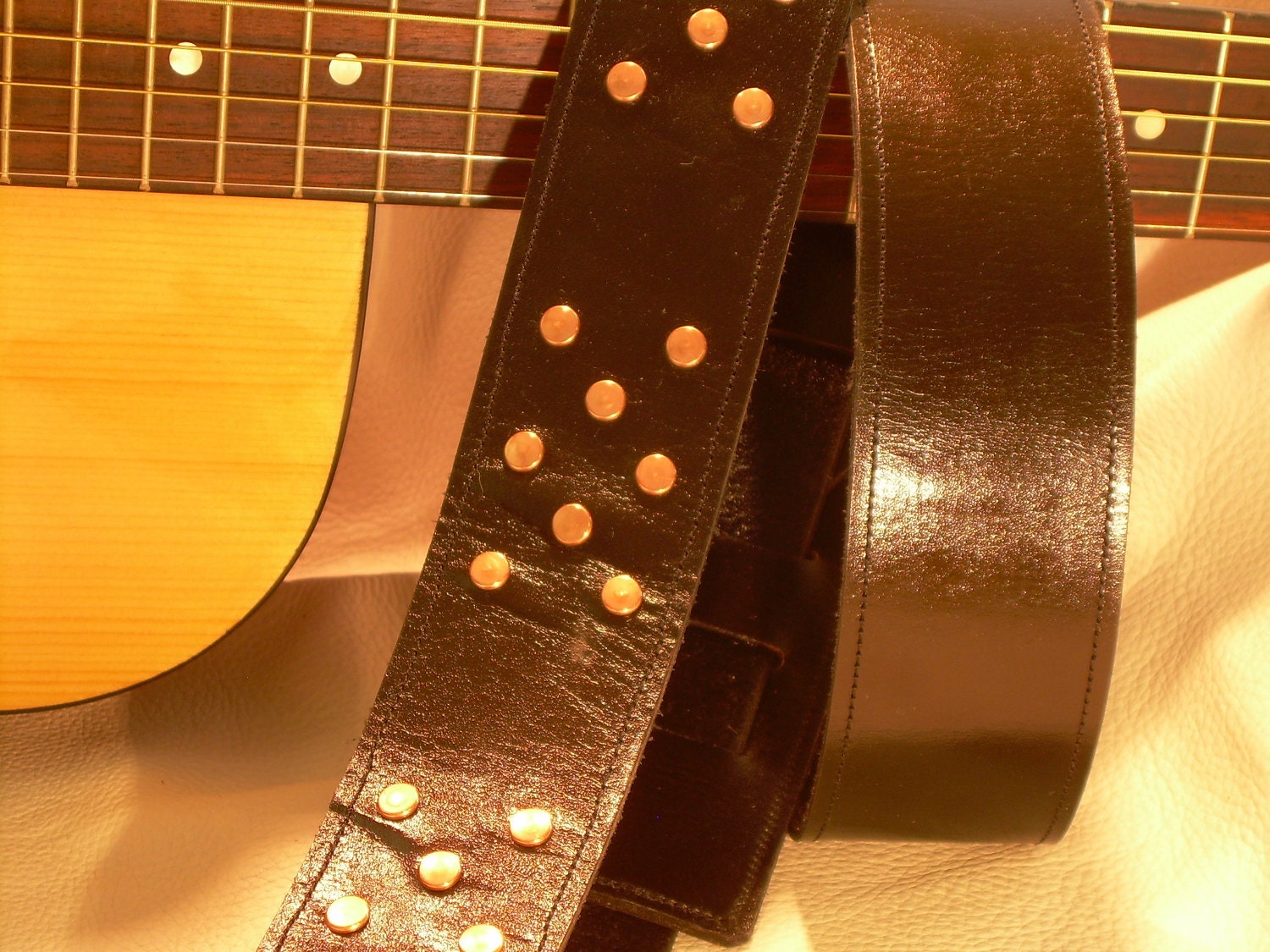 Genuine Leather Guitar Strap Handmade Copperhead
