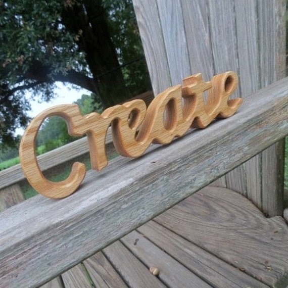 wooden create sign shelf sitter word art