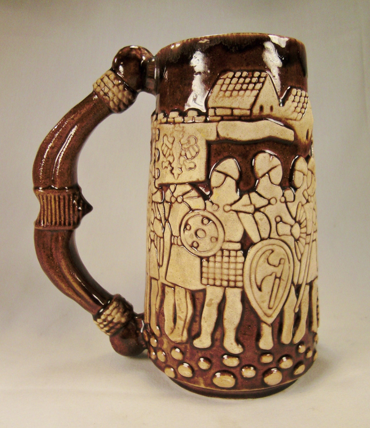 BEER Mug Stein KNIGHTS In ARMOR Parade poland signed Relief