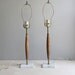 mid century lamp pair / wood & marble
