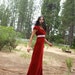 Vintage Red Velvet Empire Waist Lace Dress