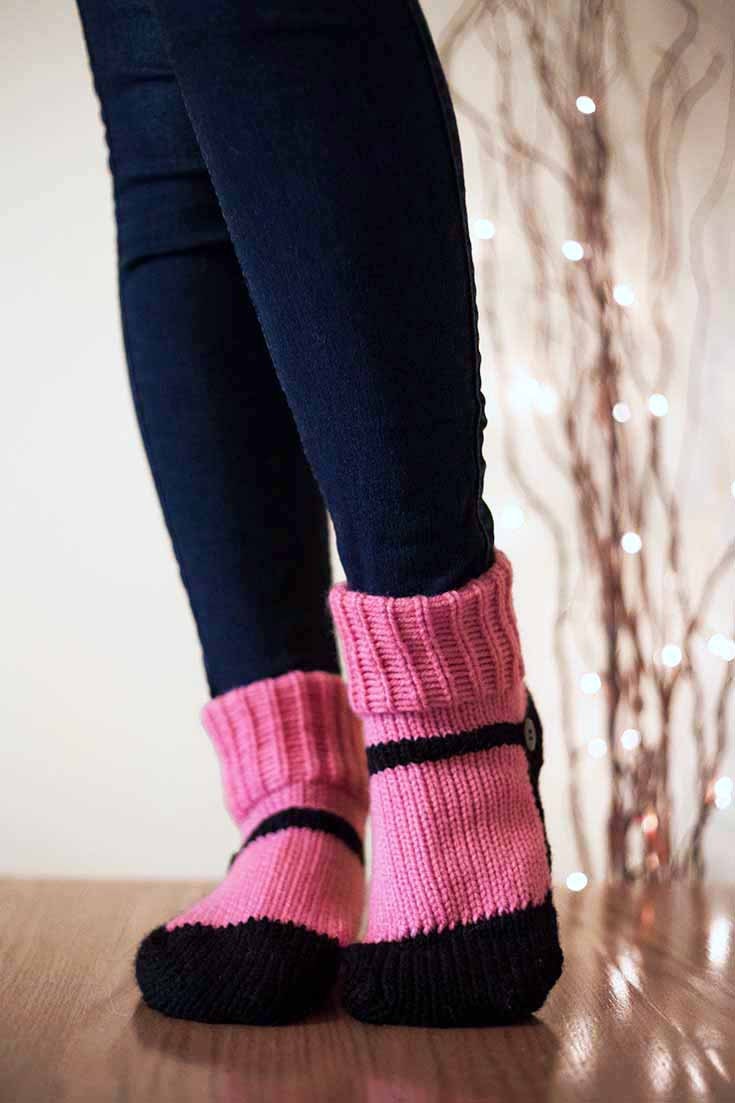 Knit Slipper Sock Adult Mary Jane Slippers Sox by Nothingbutstring