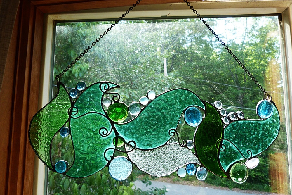 Whimsical Under The Sea Stained Glass Panel