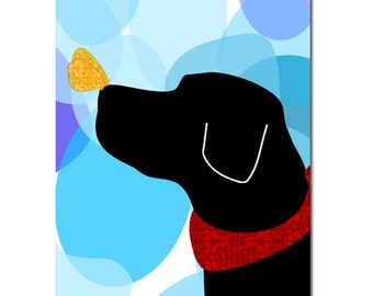 Black Labrador Retriever - Fine art print, wall decor, illustration, pet, animal, silhouette, black lab, lab art