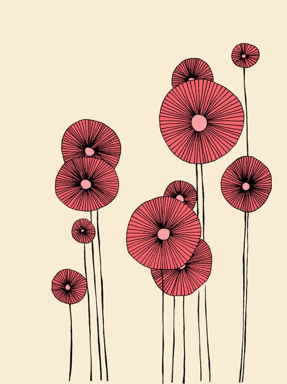 Items similar to Poppy Flowers - Illustration, Print on Etsy