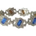 Art Deco Bracelet Vintage Sapphire Rhinestone Link Pot Metal 1920s Wedding Jewelry