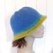 Hand Knit Wool Cloche Blue Felted Hat