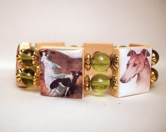 GREYHOUND Bracelet / Upcycled SCRABBLE Jewelry / Dog Lover Gift