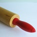 Large Vintage Maple Wood Rolling Pin with Bright Red Handles