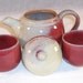 Ceramic Teapot with Two Tea Bowls Oxblood Red Blush Tea Pot Set Handmade Wheel thrown Stoneware Ceramics Pottery