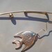Vintage fish and pole brooch gold tone