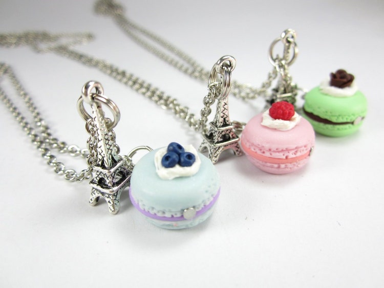 BFF Paris Macaron Necklace Friendship Necklace 3pcs food by fwirl