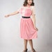 Vintage 1950s Pink and White Polka Dot Nylon Jersey Day Dress