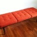 George Nelson Inspired Mid Century Vintage Slated Bench with Orange Cushions