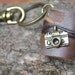 Miniature Book keychain Camera & vintage tan color