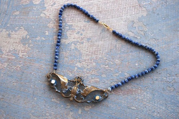 Blue Sodalite Necklace - Antique Hardware Collection