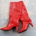 CLEARANCE SALE vintage 80s Boots - 1980s Knee High Boots - Red Leather Slouch Boots Sz 6