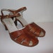 1970s Sandals. Sienna Brown Shoes. Garolini Italian Leather Sandals. Women's size 8