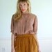Semi Sheer Embroiderd Blouse in Mocha Brown - Vintage 70s Short Sleeve MEDIUM M