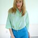 Neon Hound Vintage 60s 70s Half Sleeve Checkered Print Button Down Blouse Shirt LARGE L