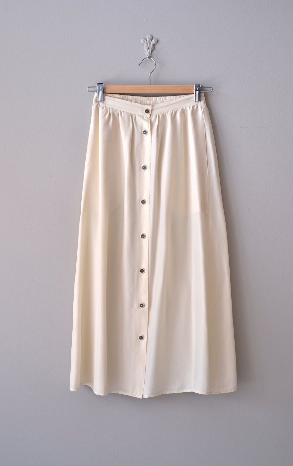 silk skirt / silk midi skirt / cream silk skirt by DearGolden