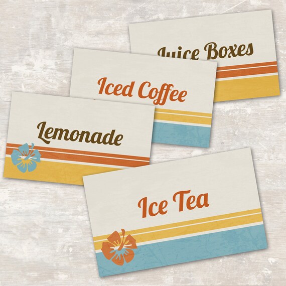 Vintage Surf Party Jar Labels (set of 8) PRINT & SHIP Il_570xn