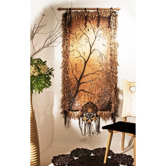 Items similar to Leather Wall Hanging Handmade large Scandinavian