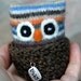 Little Lucky Owl recycled felted striped wool plushie needle felt crocheted nest kids toy (woolcrazy)