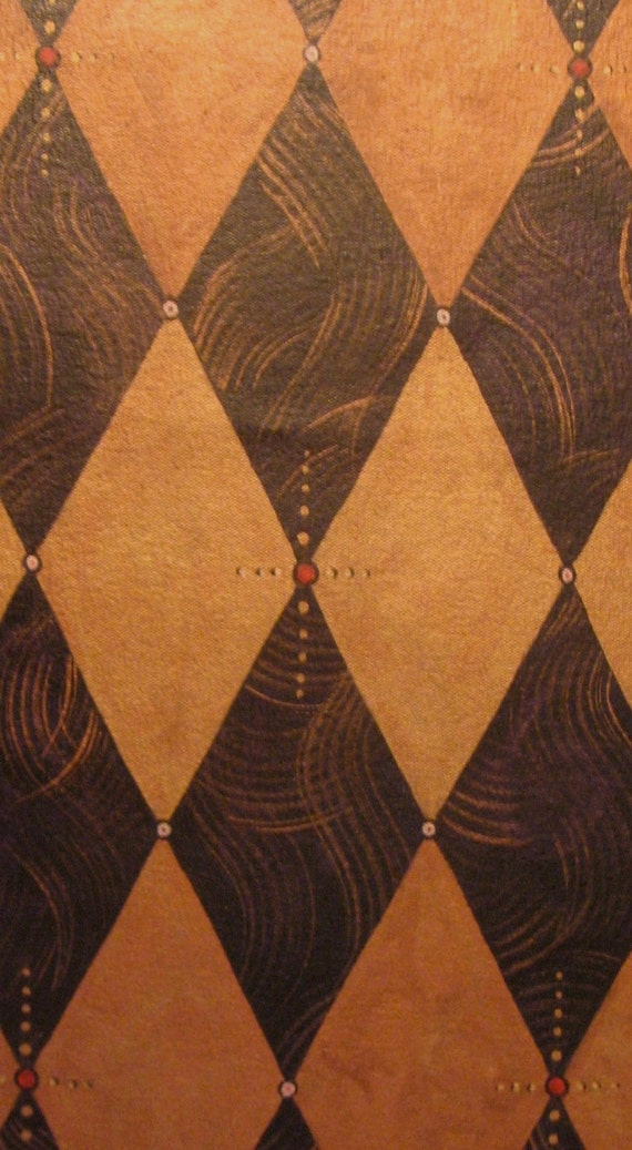 Floorcloth Rug Harlequin Pattern in copper bronze and black