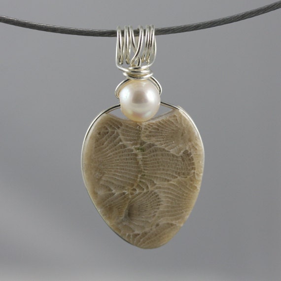 Petoskey Stone Jewelry Pearl Jewelry Petoskey by SincerelyEarth