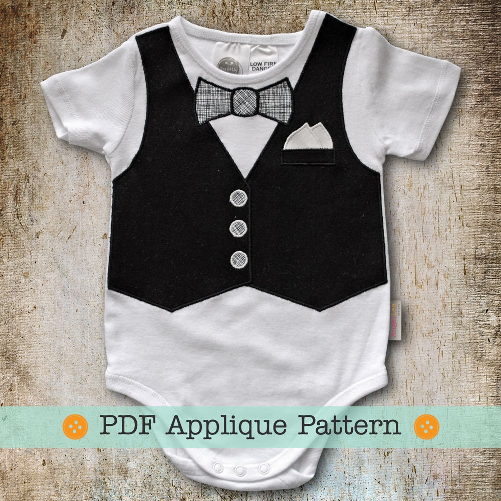 Vest Applique Pattern PDF Template Vest and Bow Tie Applique