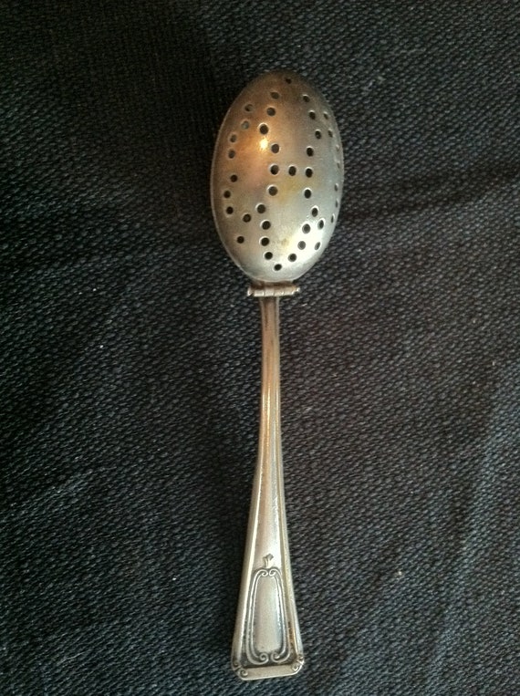 Items similar to Antique tea strainer spoon with silverplate mark on back E & JB on Etsy