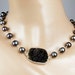 Black Druzy Necklace Wire Wrapped Peacock Pearl Black Druzy Crystal Choker Necklace Bold Druzy Statement Necklace Bohemian Beach Wedding