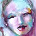 Teal Pink and Red Portrait in Oil Pastel 8x10