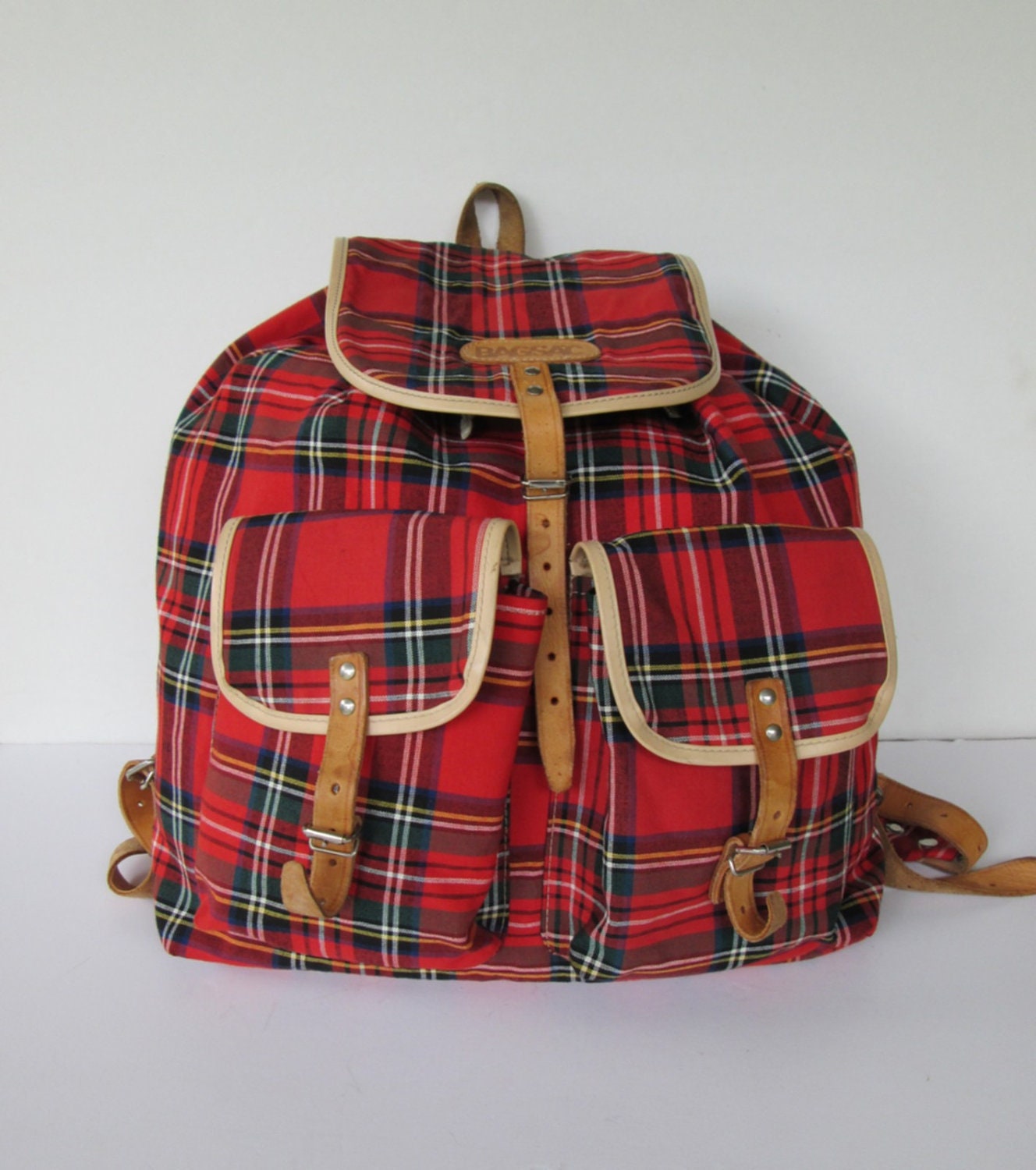 BagSac Red Plaid Backpack