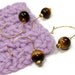 Removable Stitch Markers Set, Crochet, Snag Free, Beaded, Tiger's Eye, Brown, Gold, DIY Crafts, Gift for Crochet, TJBdesigns