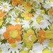 Vintage California King Floral Fitted Yellow Sheet / Reclaimed Bed Linens / Cutter