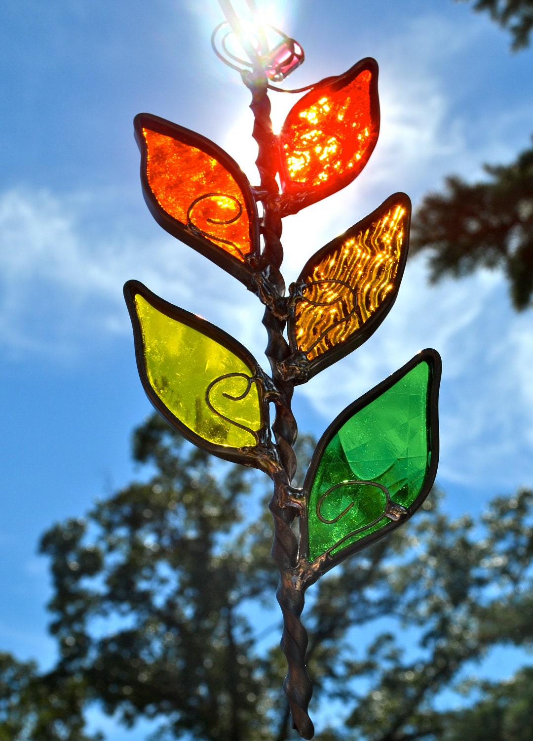 Fall Branch Stained Glass Suncatcher