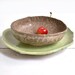 Ceramic bowl and hand built plate modern ceramic serving dinnerware set lime green Chocolate Sorbet
