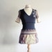 Women's Black Top Upcycled Shirt Tribal Arrows Brown T-Shirt Recycled Fabric Fall Eco Fashion Boho Clothing Small 'SALLIE"