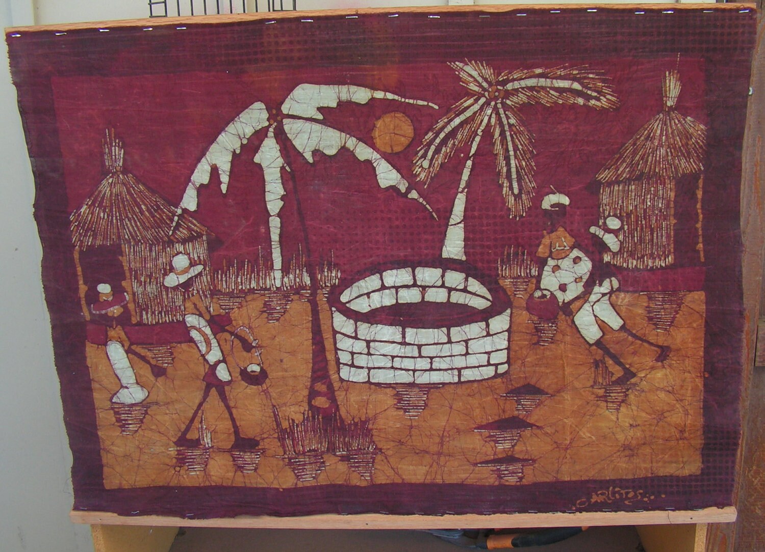  Wax Batik Painting  African Art  Signed Carlitos by 