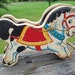 Vintage Wooden Lithograph Pony Pair